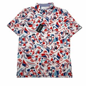 Good Good “Proud & True” Performance Golf Polo Men's Small White AOP NEW